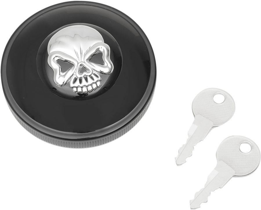 0703-0690 - DRAG SPECIALTIES Gas Cap - Vented Skull Locking - Black 03-0320ABS-A