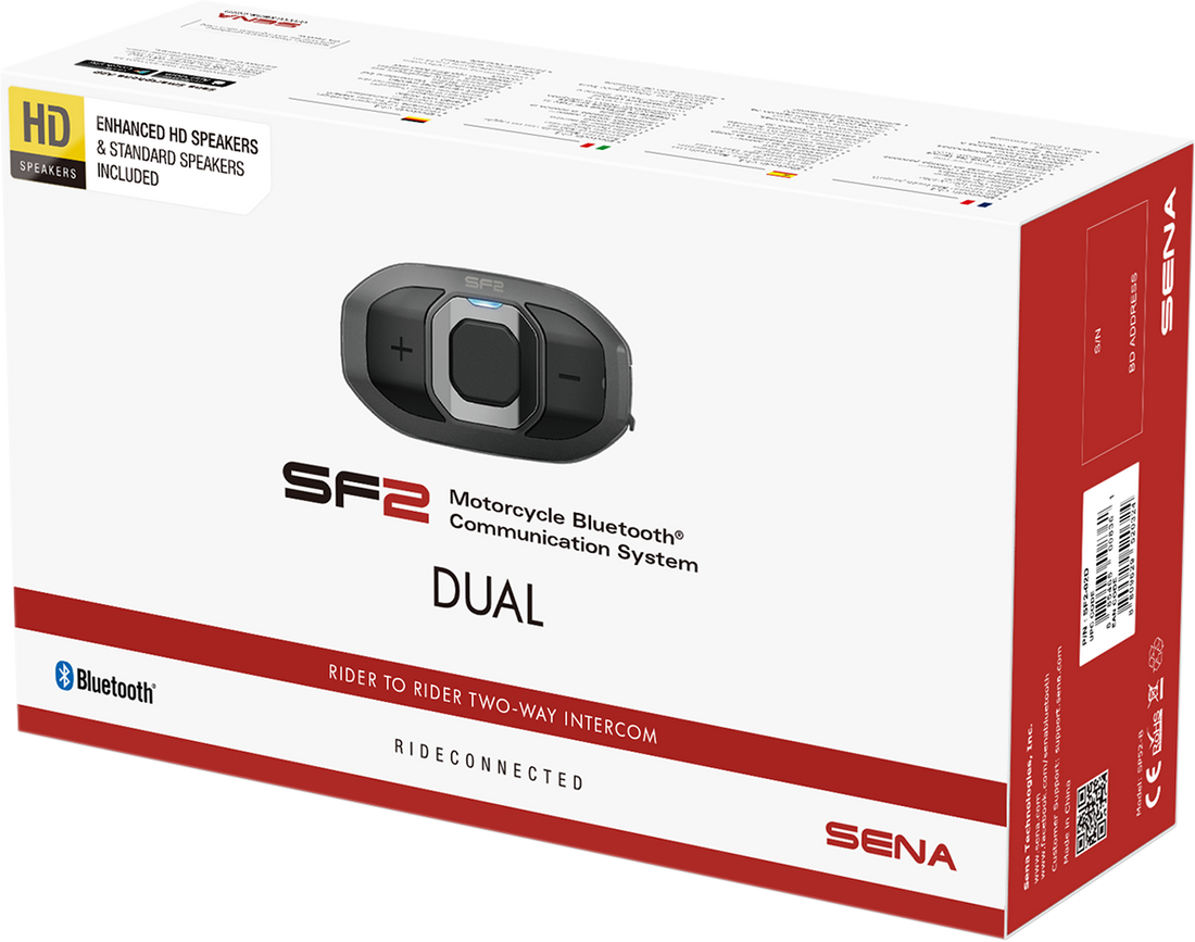4402-0791 - SENA SF2 Bluetooth Headset - 2-Way - Dual Speakers - Dual Pack SF2-03D-