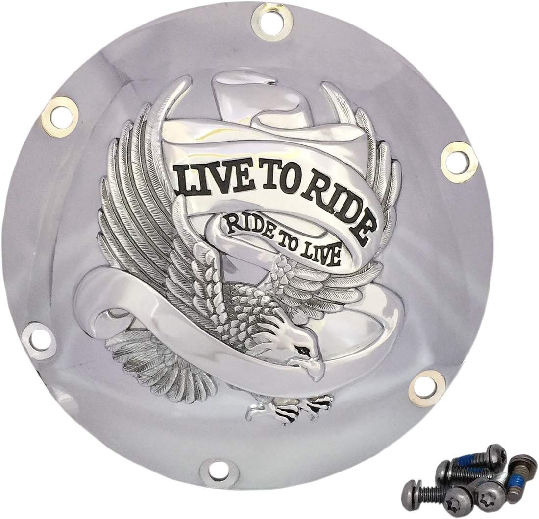 1107-0629 - DRAG SPECIALTIES Live to Ride Derby Cover - 6-Hole - Chrome 33-0067CG