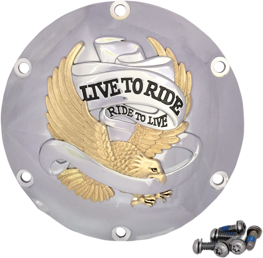 1107-0630 - DRAG SPECIALTIES Live to Ride Derby Cover - 6-Hole - Gold 33-0067CGA
