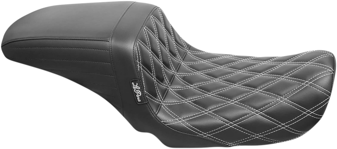 0803-0646 - LE PERA Kickflip Seat - Double Diamond w/White Stitching - Black - FXD '06-'17 LK-591DDW