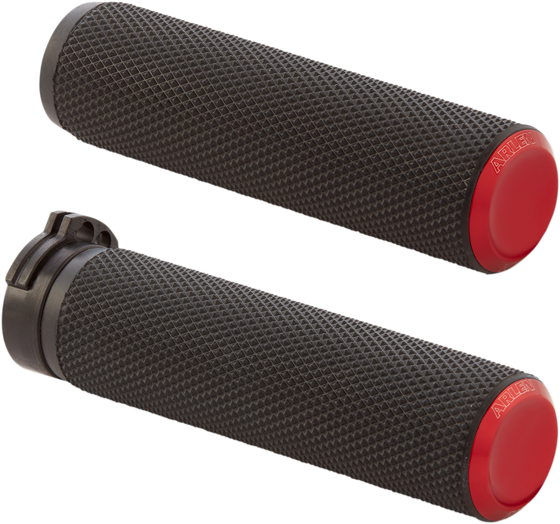 0630-2594 - ARLEN NESS Grips - Knurled - Cable - Red 07-336