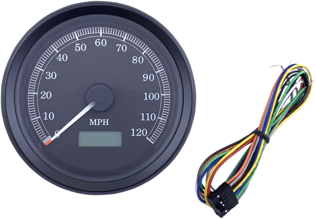 2210-0502 - DRAG SPECIALTIES Universal 3-3/8" Programmable Electronic Speedometer - MPH - Black Face - Black Bezel T21-69A3BBDSR
