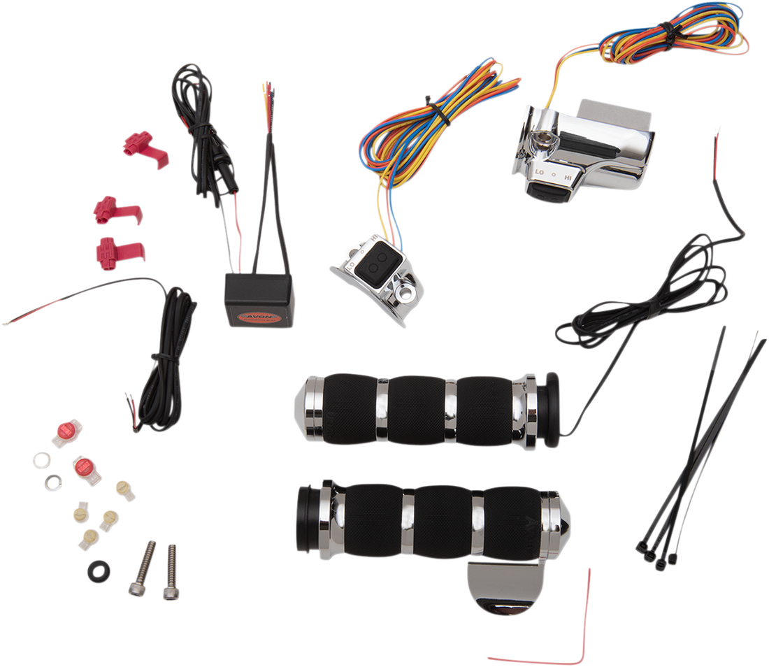 0631-0260 - AVON GRIPS Grips - Heated - Air Cushion - Throttle Boss - TBW - Chrome AIR-90-C-B-F-RH