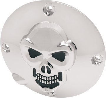 1107-0034 - DRAG SPECIALTIES Skull Derby Cover - Chrome - 4 Hole 33-0063