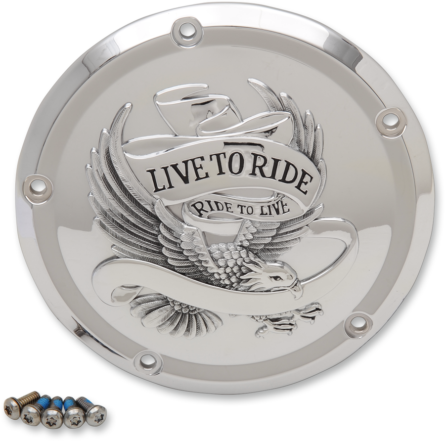 1107-0554 - DRAG SPECIALTIES Live to Ride Derby Cover - 5-Hole - Chrome D33-0110CA