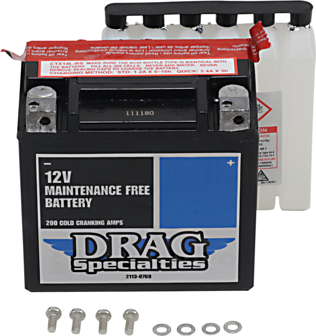 2113-0769 - DRAG SPECIALTIES AGM Battery - YTX14LBSFT CTX14L-BS FT