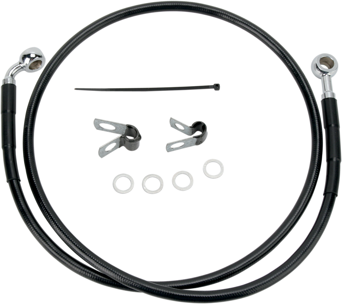 1741-2530 - DRAG SPECIALTIES Brake Line - Front - Black - +8" - '04-'10 XL 660313-8BLK