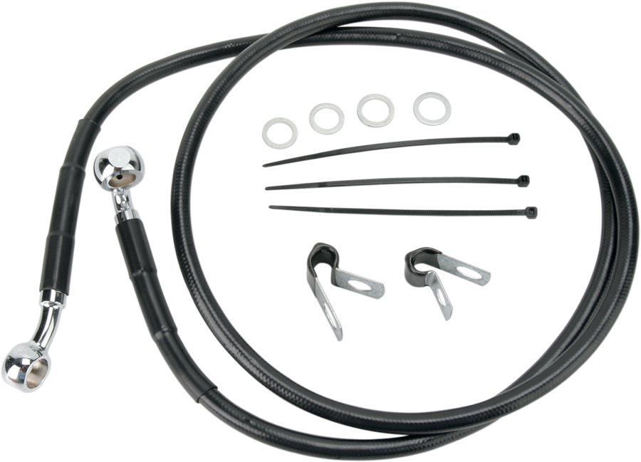 1741-2545 - DRAG SPECIALTIES Brake Line - Front - Black - +2" - '99-'07 FXST 640210-2BLK