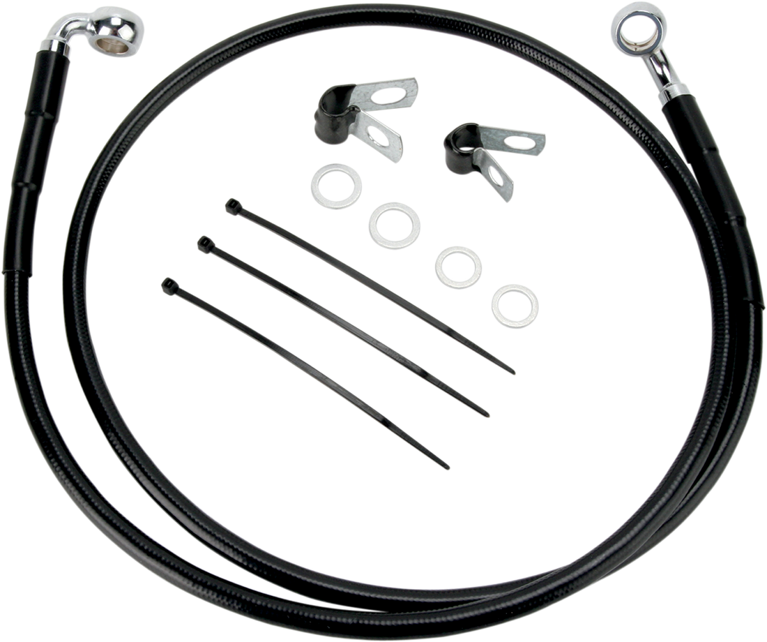 1741-2572 - DRAG SPECIALTIES Brake Line - Front - Black - +8"- FXDL '01-'05 640110-8BLK