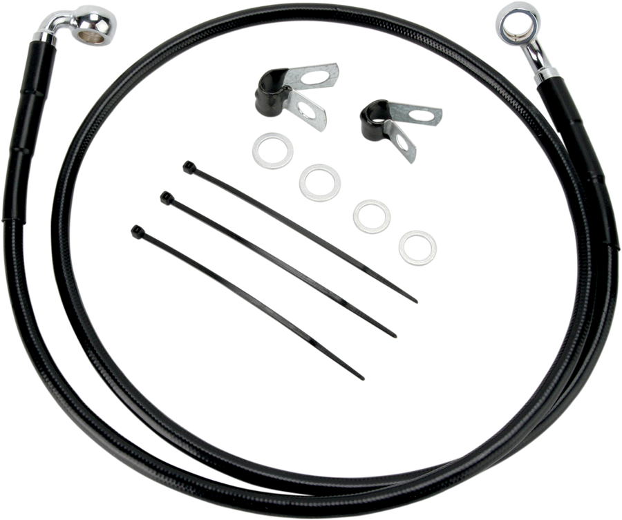 1741-2572 - DRAG SPECIALTIES Brake Line - Front - Black - +8"- FXDL '01-'05 640110-8BLK