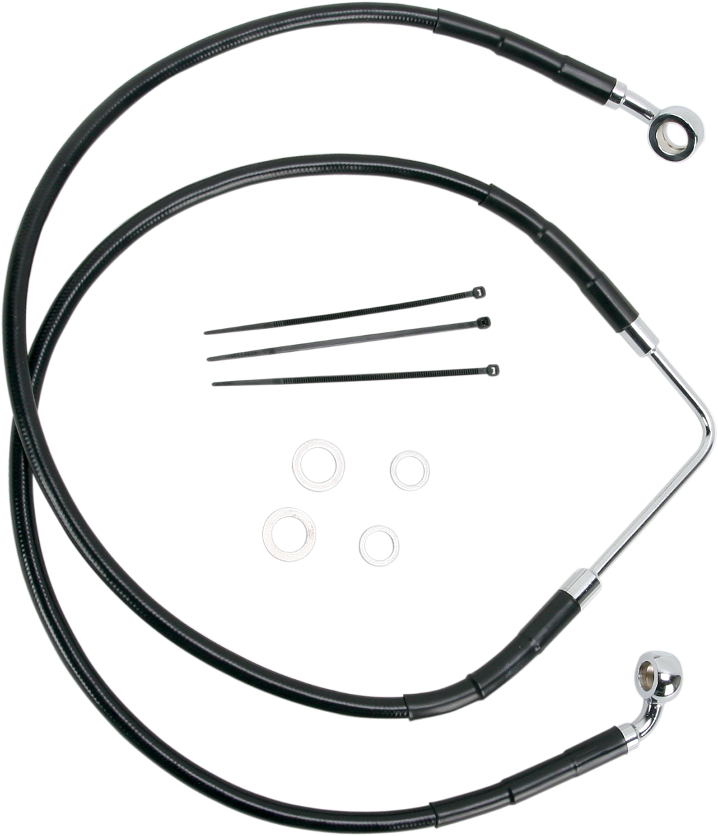 1741-2574 - DRAG SPECIALTIES Brake Line - Front (Upper) - Black 660328-BLK