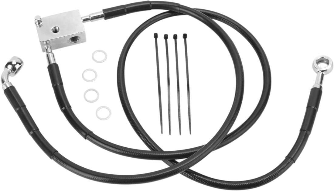 1741-2951 - DRAG SPECIALTIES Brake Line - Front - Black - +2" - Softail '00-'03 640221-2BLK