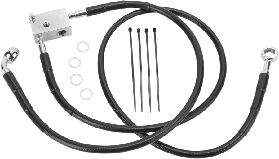 1741-2952 - DRAG SPECIALTIES Brake Line - Rear - Black - +3" - Softail '00-'03 640221-3BLK