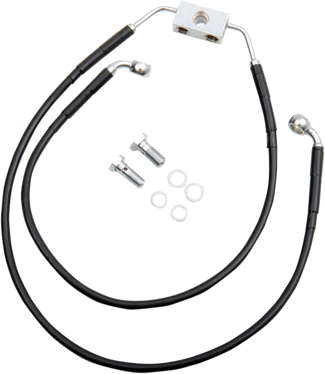 1741-3838 - DRAG SPECIALTIES Brake Line - Front - Black - +4" 612138-4BLK