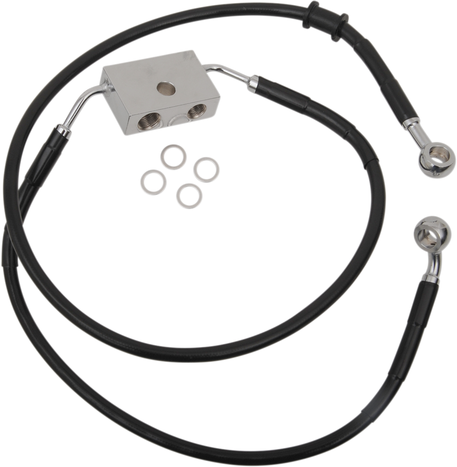 1741-5299 - DRAG SPECIALTIES Brake Line - Front - +12" - Black - XL 614743-12BLK