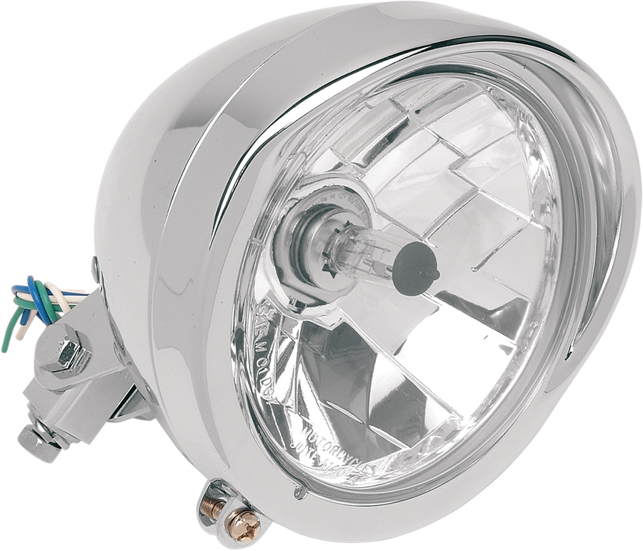 2001-0095 - DRAG SPECIALTIES 5-3/4" Head Light with Visor - Clear Lens - Chrome 20-0444