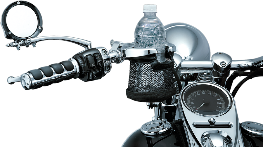 0603-0514 - KURYAKYN Drink Holder w/ Basket - Universal - 1-1/4" Handlebars - Chrome 1475