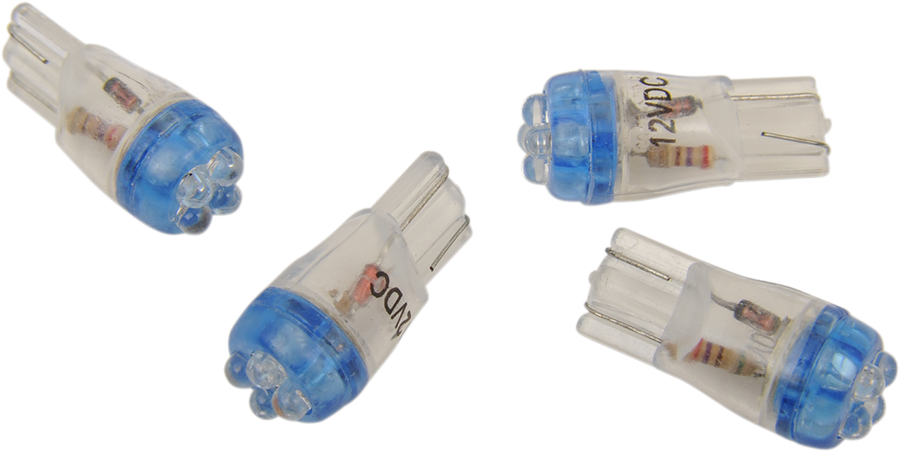 2060-0008 - DRAG SPECIALTIES Mini Wedge LED Bulbs - Blue T10-4LEDL-HC