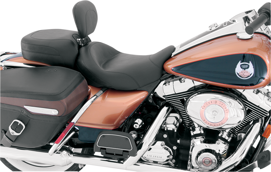 0801-0462 - MUSTANG Wide Solo Seat - With Backrest - Vintage - Black - Smooth - FL '08+ 79600
