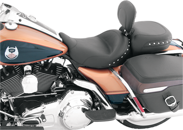 0801-0464 - MUSTANG Wide Solo Seat - With Backrest - Black - Studded W/Concho - FL '08+ 79602