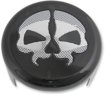 DRAG SPECIALTIES Horn Cover - Black with Chrome Skull 78047B