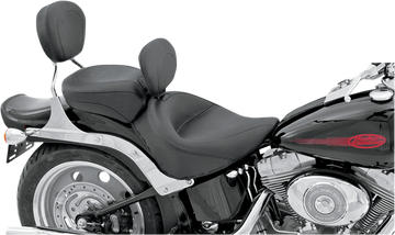 0802-0532 - MUSTANG Wide Solo Seat - With Backrest - Vintage - Black - Smooth - Softail '06-'10 79530