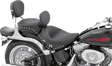 0802-0534 - MUSTANG Wide Solo Seat - With Backrest - Black - Studded W/Concho - Softail '06-'10 79532
