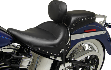 0802-0892 - MUSTANG Wide Solo Seat - With Backrest - Black - Studded W/Concho 79913