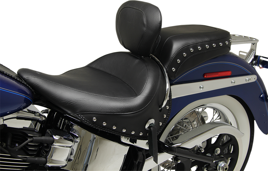 0802-0892 - MUSTANG Wide Solo Seat - With Backrest - Black - Studded W/Concho 79913