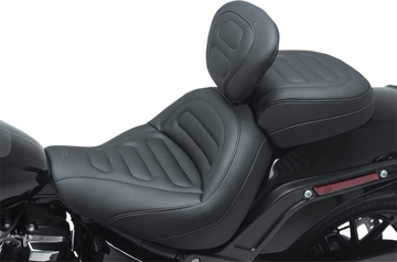 0802-1059 - MUSTANG Max Profile Solo Touring Seat - with Driver Backrest - Black - Trapezoid Stitch - FXFB/FXFBS 79334