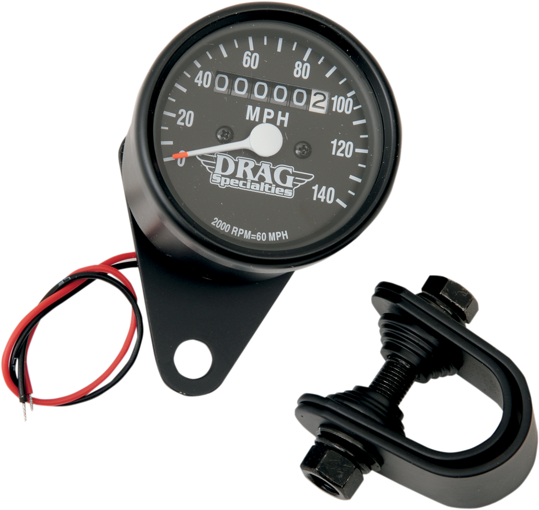 2210-0249 - DRAG SPECIALTIES 2.4" MPH Mini LED Mechanical Speedometer/Indicators - Black Housing - Black Face - 2:1 21-6805BDS1