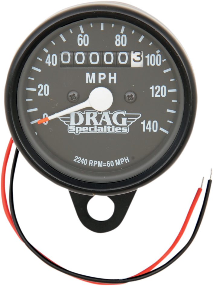 2210-0253 - DRAG SPECIALTIES 2.4" MPH Mini LED Mechanical Speedometer/Indicators - Black Housing - Black Face - 2240:60 21-6809BDS1