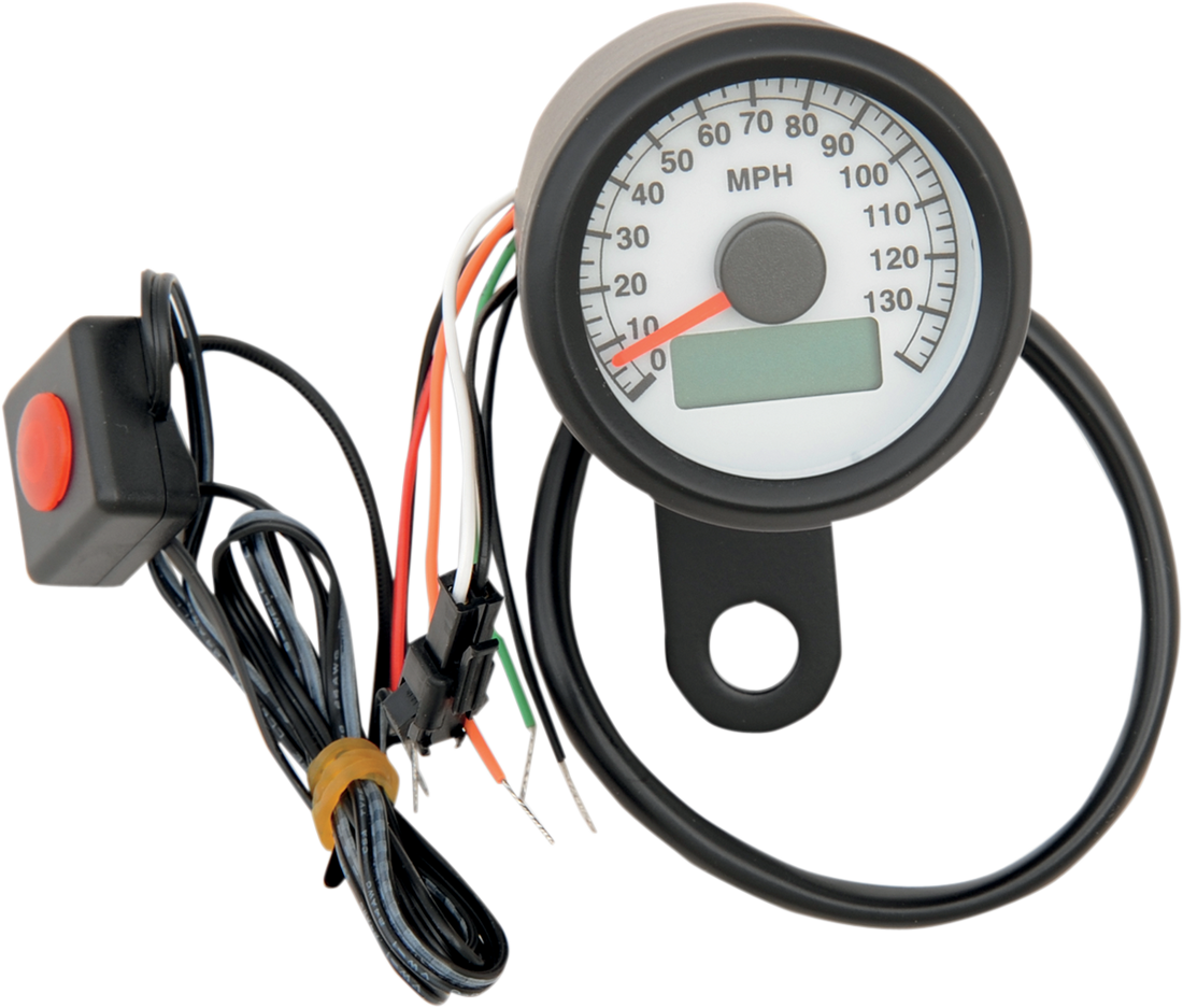 2210-0260 - DRAG SPECIALTIES 1.87"MPH Programmable Mini Electronic Speedometer with Odometer/Tripmeter - Matte Black - White Face 21-6899BWNU
