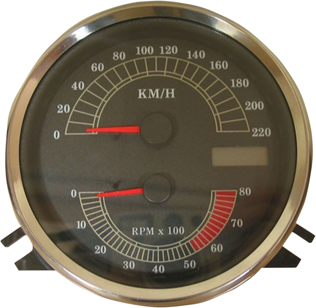 2210-0332 - DRAG SPECIALTIES Electronic Speedometer/Tachometer - Stock Look - 220 KPH/8000 rpm T21-6986A