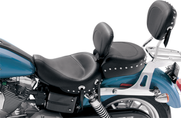 0803-0310 - MUSTANG Wide Solo Seat - With Backrest - Black - Studded W/Concho - FXD '06-'17 79346