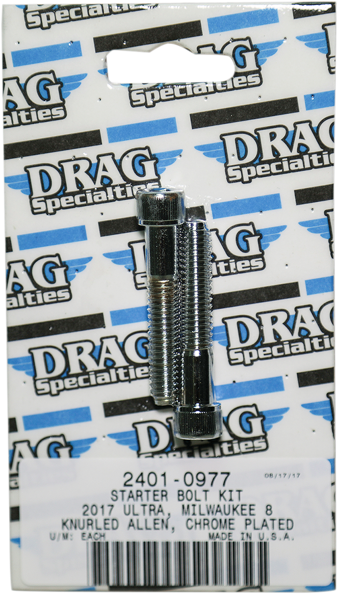 2401-0977 - DRAG SPECIALTIES Starter Knurled Bolt Kit - Chrome - M8 MK781