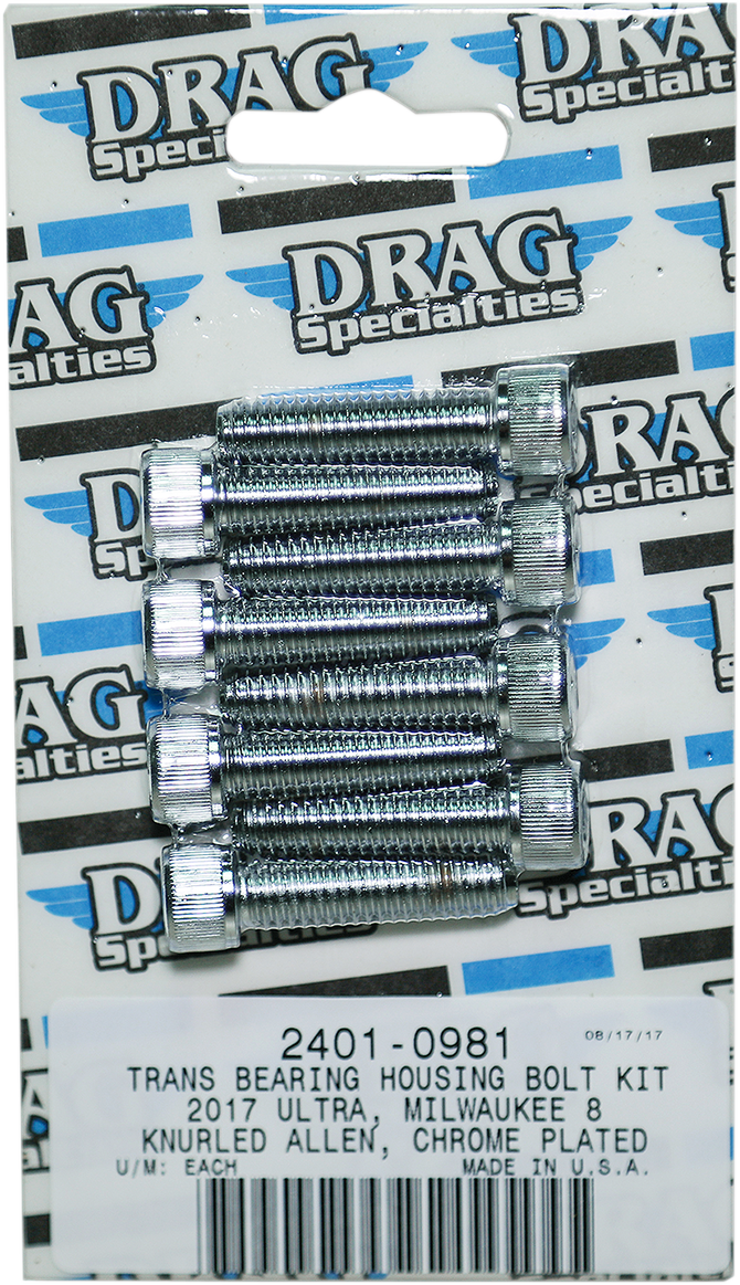2401-0981 - DRAG SPECIALTIES Transmission Bearing Knurled Bolt Kit - Chrome - M8 MK783
