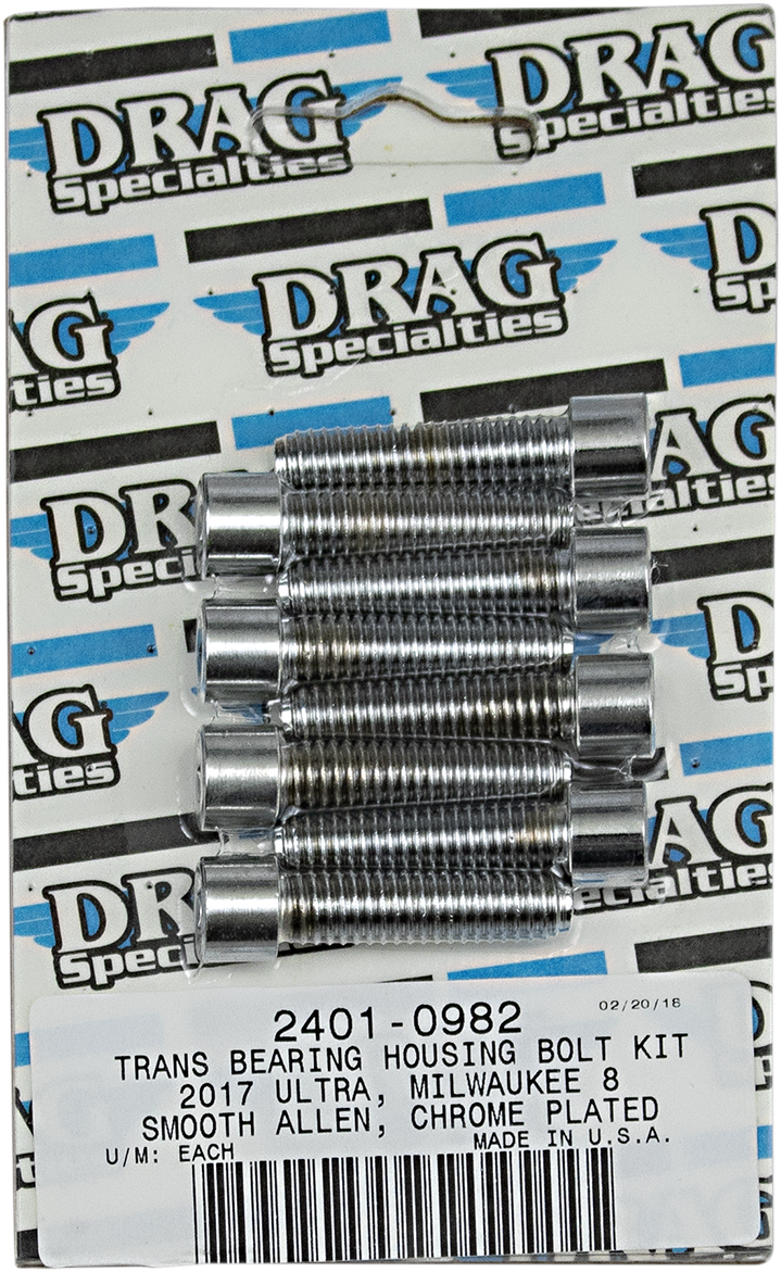 2401-0982 - DRAG SPECIALTIES Transmission Bearing Smooth Bolt Kit - Chrome - M8 MK783S