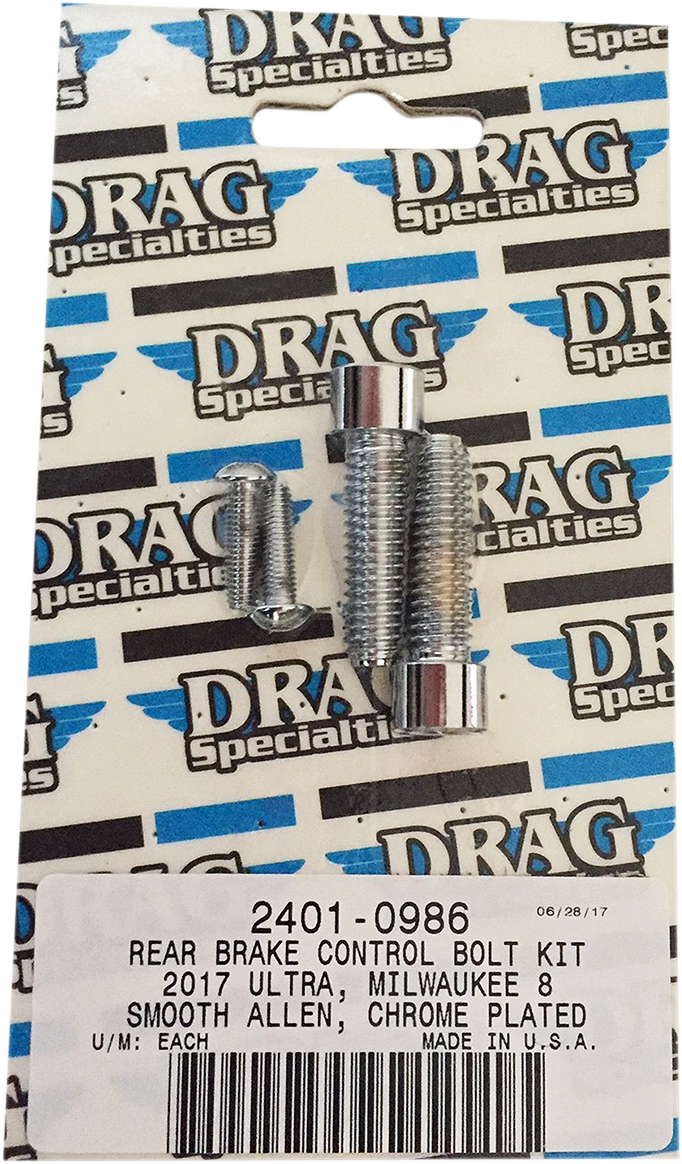 2401-0986 - DRAG SPECIALTIES Rear Brake Smooth Bolt Kit - Chrome - M8 MK785S