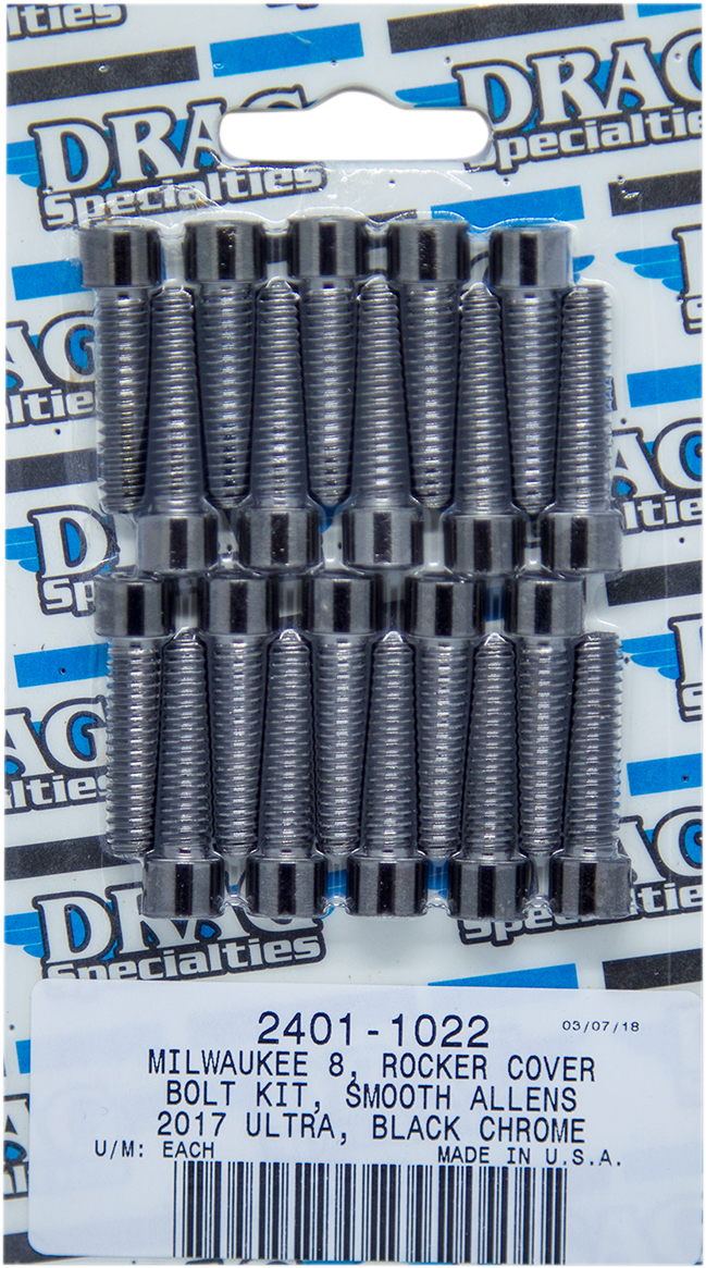 2401-1022 - DRAG SPECIALTIES Rocker Smooth Bolt Kit - Black/Chrome - M8 MK777SBK