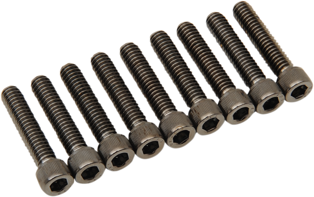 2401-1025 - DRAG SPECIALTIES Camshaft Cover Knurled Bolt Kit - Black/Chrome - M8 MK779BK