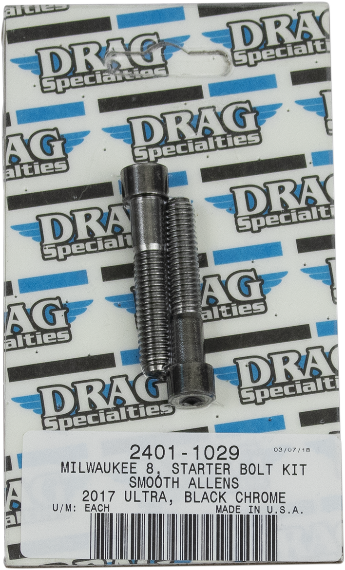 2401-1029 - DRAG SPECIALTIES Starter Smooth Bolt Kit - Black/Chrome - M8 MK781SBK