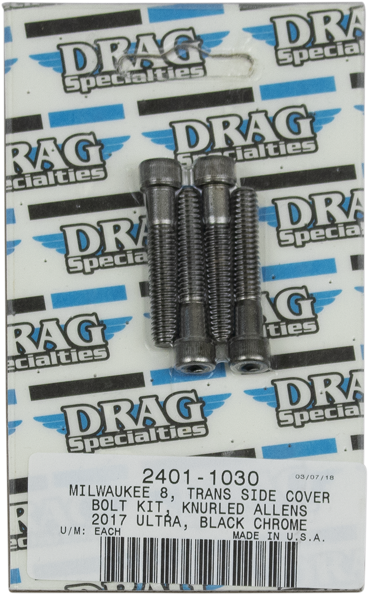 2401-1030 - DRAG SPECIALTIES Transmission Cover Bolt Kit - Black/Chrome - M8 MK782BK
