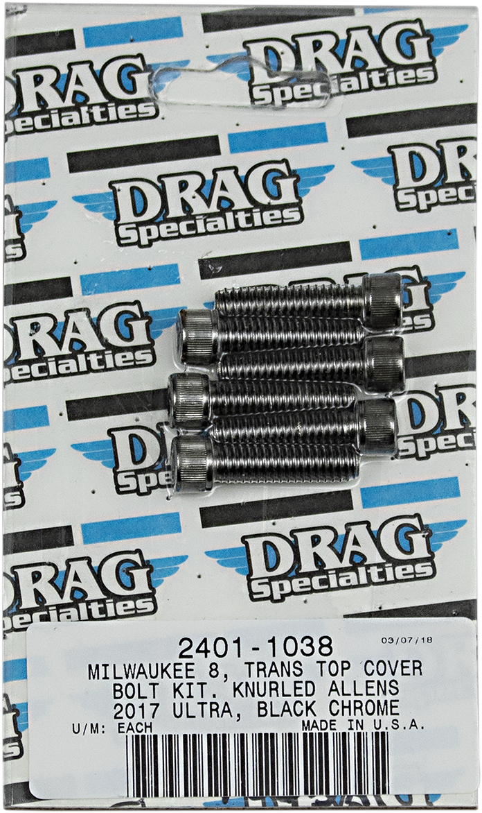 2401-1038 - DRAG SPECIALTIES Transmission Top Bolt Kit - Black/Chrome - M8 MK786BK