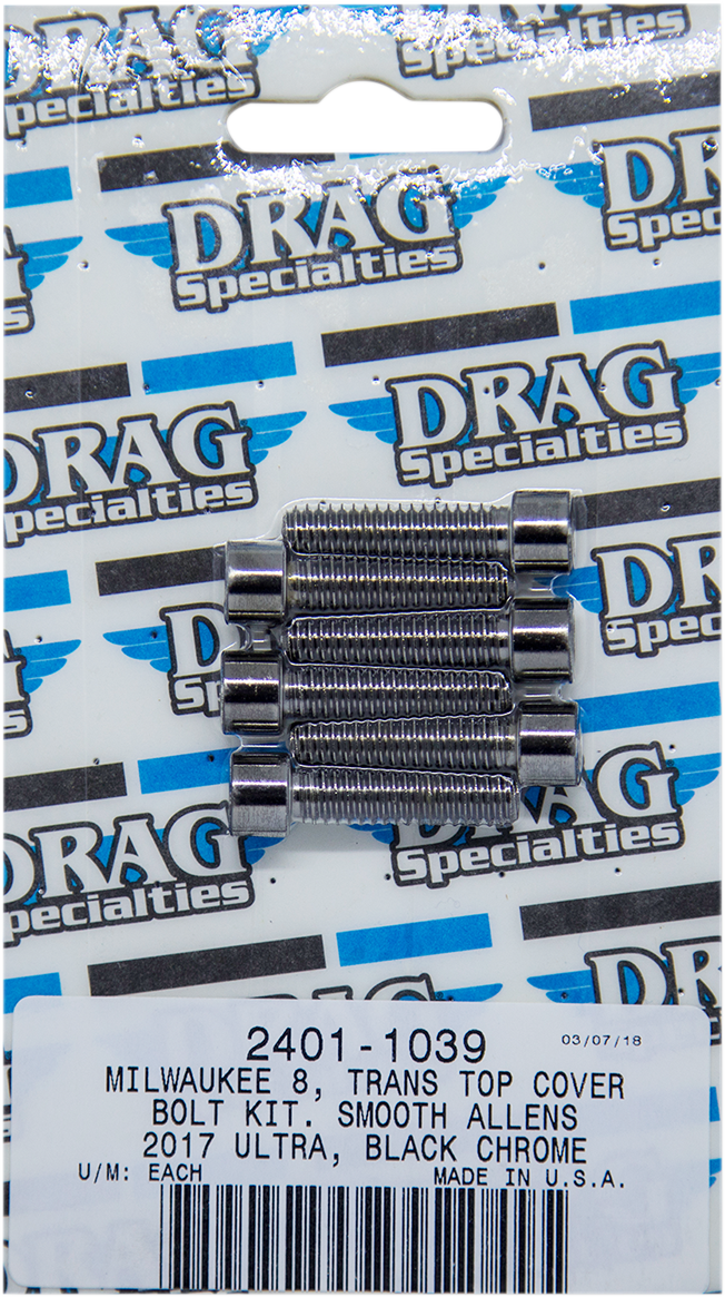 2401-1039 - DRAG SPECIALTIES Transmission Top Bolt Kit - Black/Chrome - M8 MK786SBK