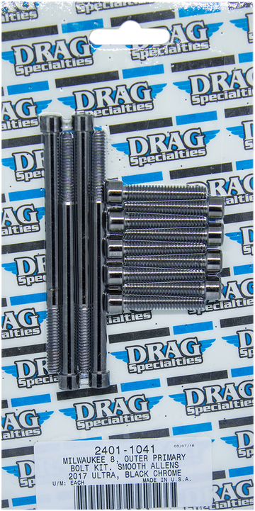 2401-1041 - DRAG SPECIALTIES Outer Primary Smooth Bolt Kit - Black/Chrome - M8 MK787SBK