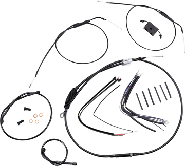 0662-0587 - BURLY BRAND Handlebar Cable and Brake Line Kit - Extended - Sportsters - 12" Ape Hanger Handlebars - ABS B30-1229