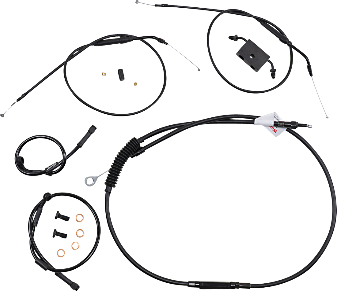 0662-0590 - BURLY BRAND Handlebar Cable and Brake Line Kit - Extended - Sportsters - Tracker/Scrambler Handlebars - ABS B30-1271