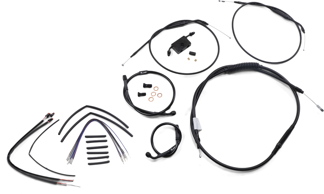 0662-0591 - BURLY BRAND Handlebar Cable and Brake Line Kit - Extended - Sportsters - 12" T-Bar Handlebars - ABS B30-1266